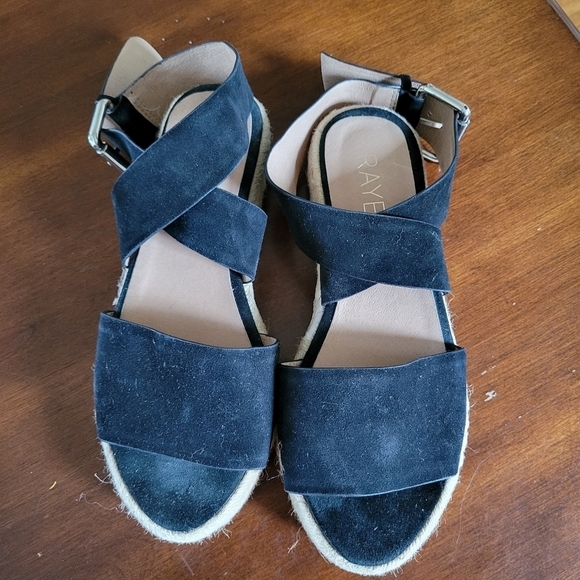 Raye Drew Espadrille Platform Sandal Sz 37.5 (US 7) Black - Picture 4 of 9